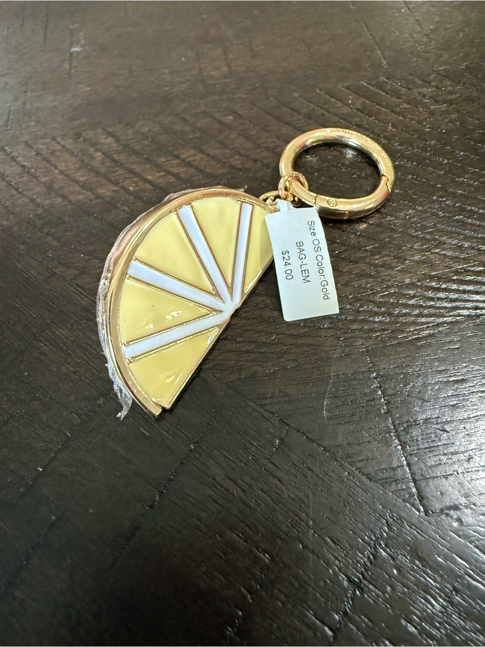 Little Words Project Gold Lemon Slice Keychain Bag Charm